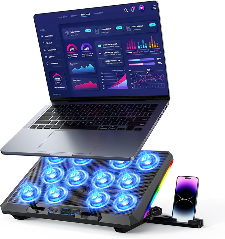 Trullypine Almohadilla de refrigeración para laptop con 12 ventilad...