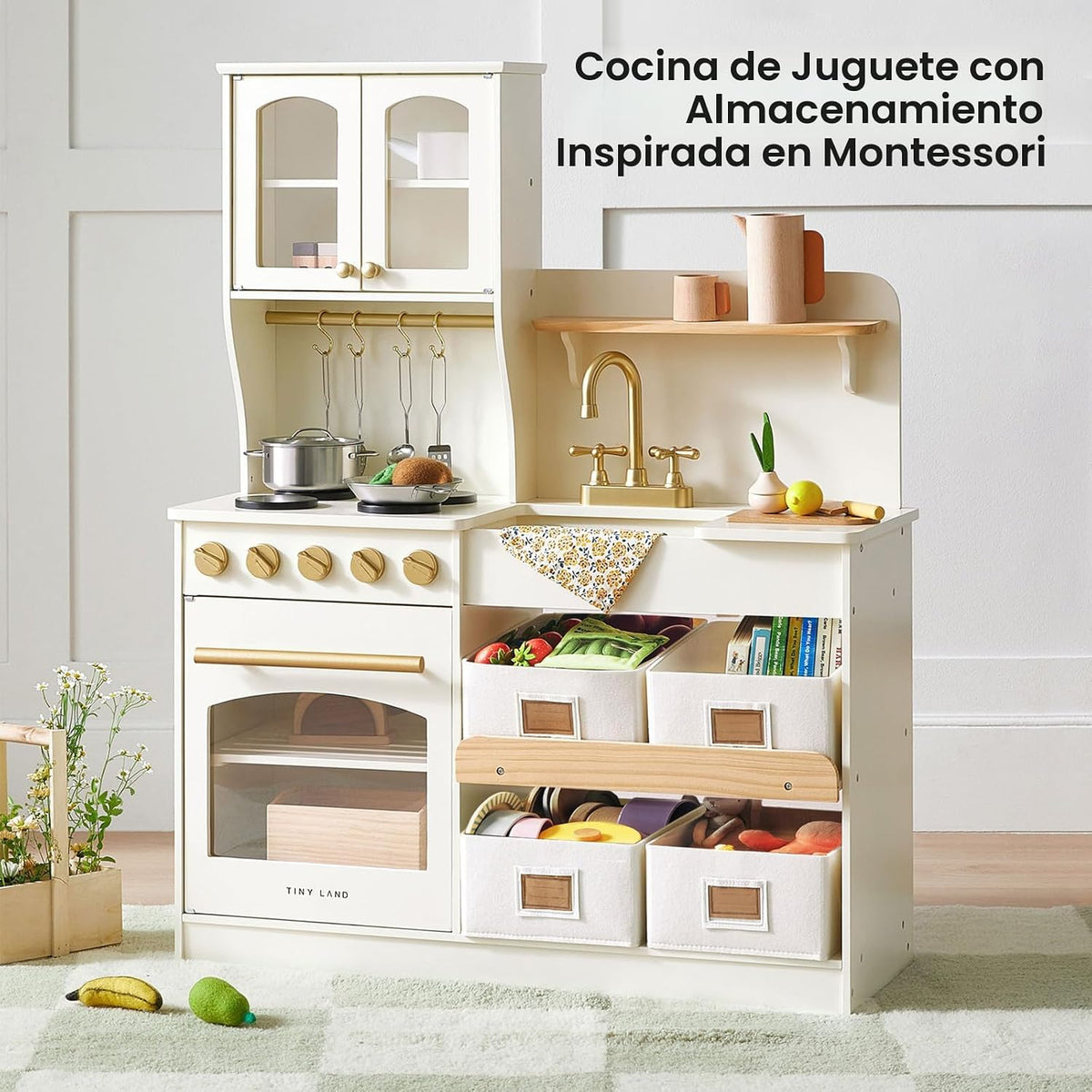 Tiny Land Wooden Play Kitchen para Kids con Toy Storage para Pretend Play