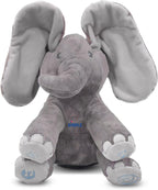Dimple Emery Peek A Boo Elefante de juguete, elefante interactivo, Elefante gris