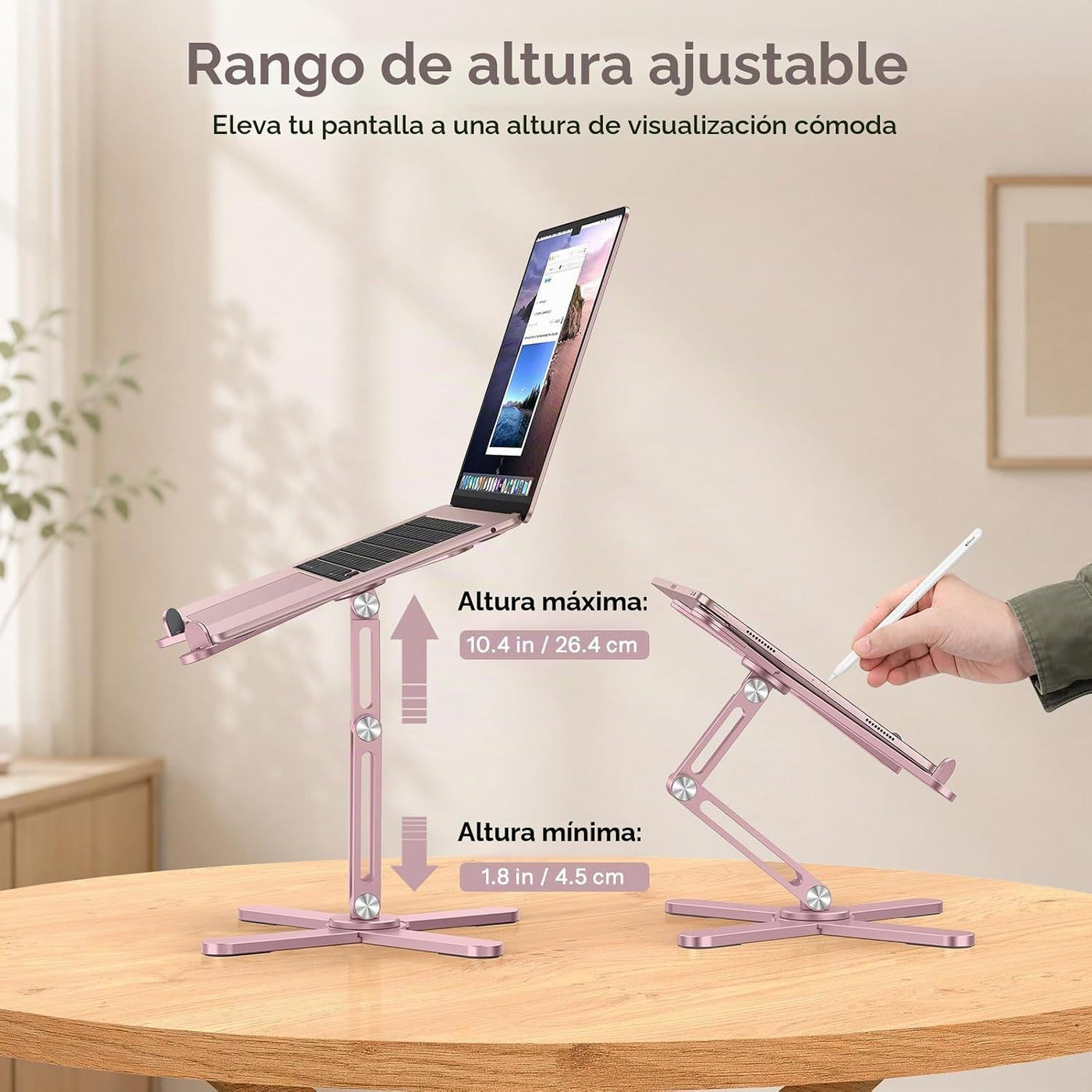 OMOTON Soporte elevador giratorio de 360° para laptop, soporte ergo...