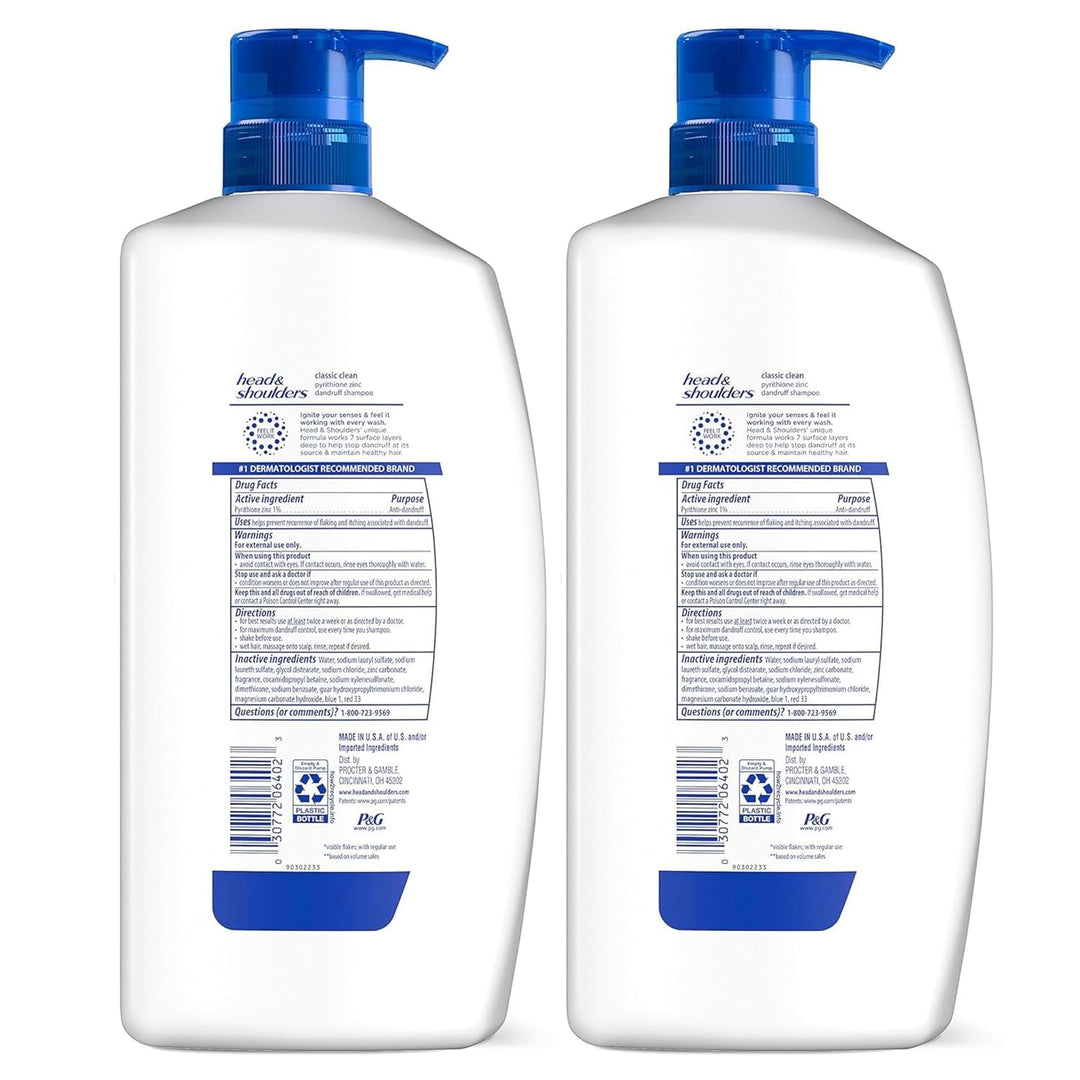 Head &amp; Shoulders Champú anticaspa, paquete doble de champú Clas...