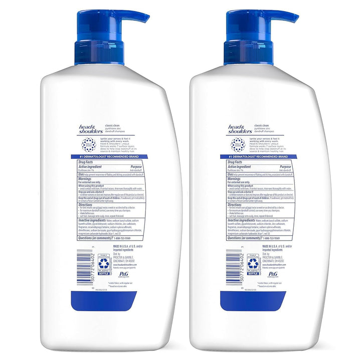 Head &amp; Shoulders Champú anticaspa, paquete doble de champú Clas...