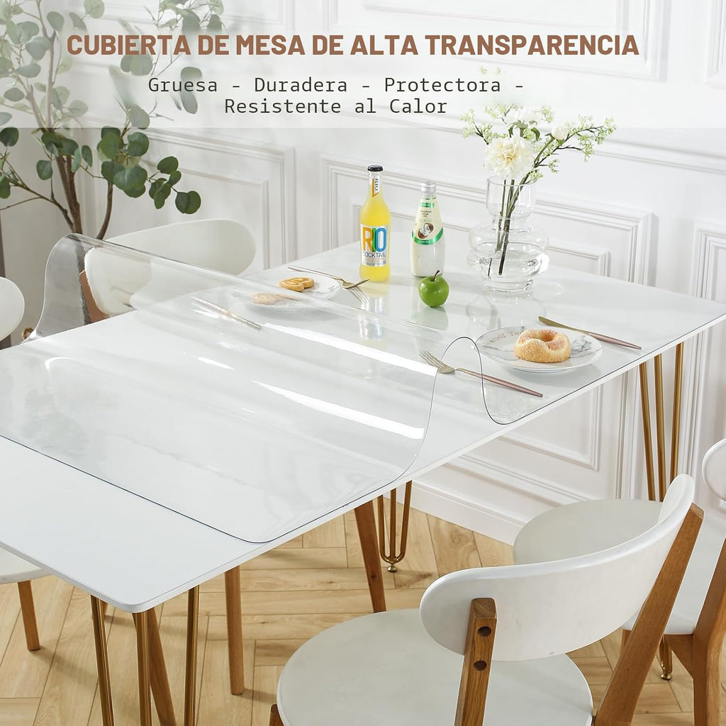 LovePads - Protector transparente para mesa, 1/16 pulgadas de grosor, 36 x 60 pulgadas, protector transparente para mesa de comedor, protector de mantel de plástico transparente