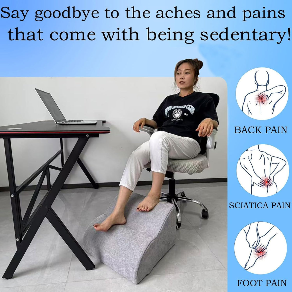 Lámpara Reposapiés para debajo del escritorio en el trabajo. Taburete de tres niveles multifuncional, con reposapiés lavable. para debajo del escritorio, silla de oficina, silla de juegos y sofá