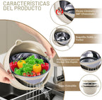 Juego de colador 4 en 1 con cuenco patentado, colador giratorio de 360°