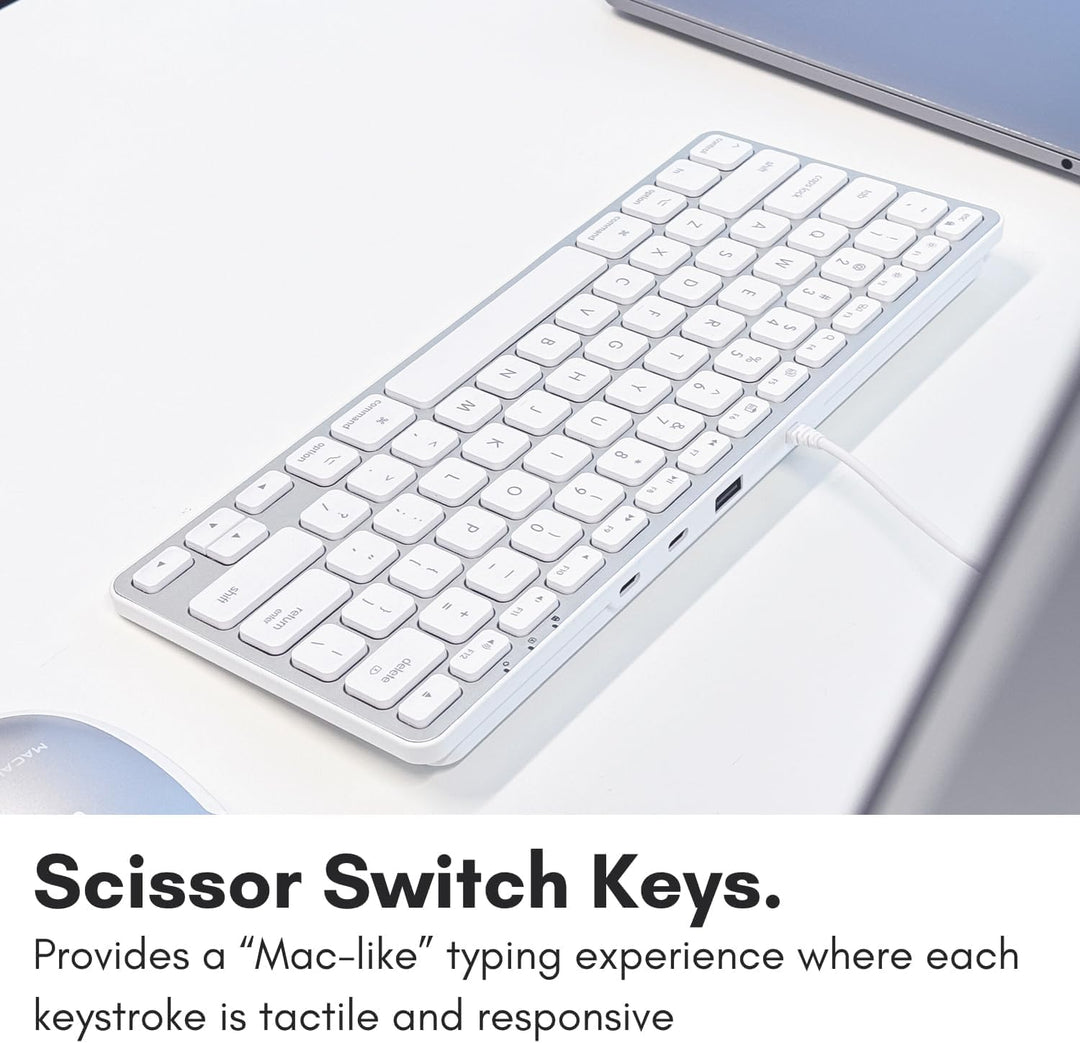Macally Teclado pequeño para Mac con concentrador USB (3 puertos) -...