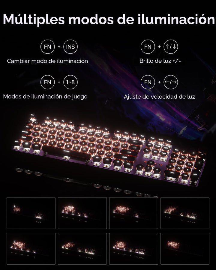 Teclado mecánico estilo máquina de escribir EWEADN, teclados de máq...
