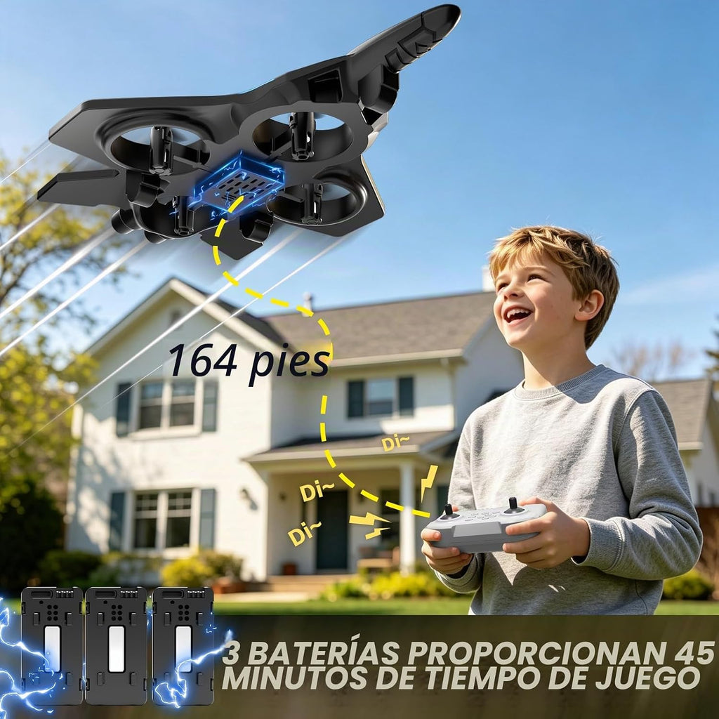 4DRC Aviones RC de espuma con control remoto para niños y adultos, 3 baterías, avión de combate RC con luz, 360° Flip Fighter Jet Toys, Stunt Roll, regalos de juguete de avión para niños