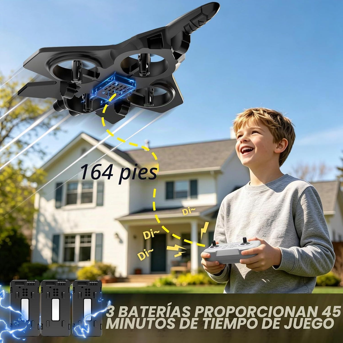 4DRC Aviones RC de espuma con control remoto para niños y adultos, 3 baterías, avión de combate RC con luz, 360° Flip Fighter Jet Toys, Stunt Roll, regalos de juguete de avión para niños