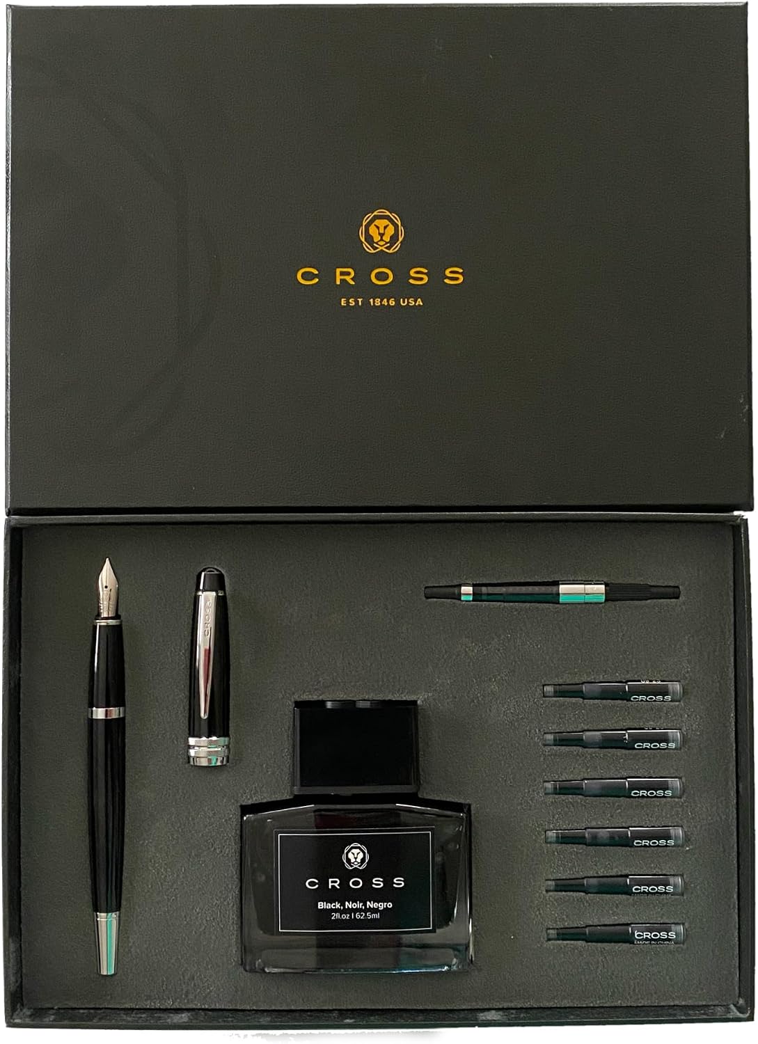 Cross Bailey - Pluma estilográfica recargable, tinta negra, caja de regalo