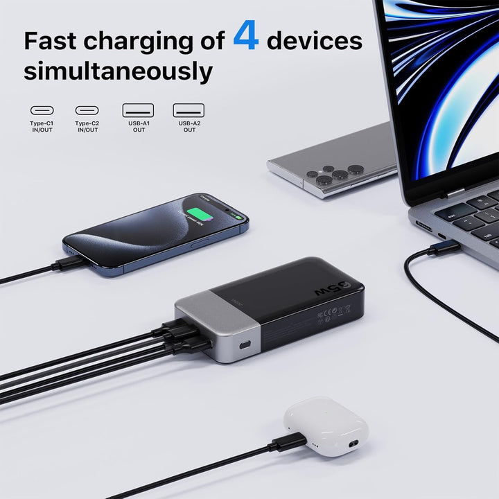 JUOVI Cargador portátil de 65 W, banco de energía de 20000 mAh, com...