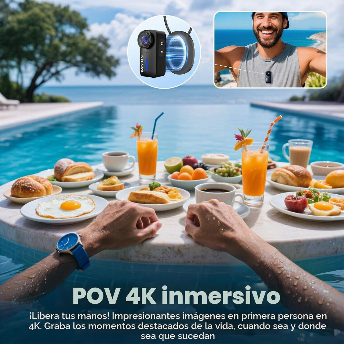 SJCAM Cámara subacuática del cuerpo de C110PLUS 4K, cámara POV, ángulo