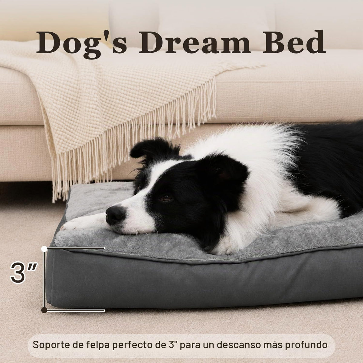 Cama para perros NUPIDA. Cama para perros impermeable de lujo con funda extraíble y lavable de felpa. Colchón antideslizante para dormir para mascotas para perros grandes, medianos, jumbo, pequeños