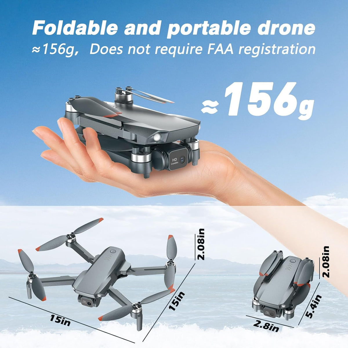 FPV Drone con cámara 1080P HD - Cuadricóptero RC plegable para adultos principiantes niños, control de voz, selfie gesto, modo sin cabeza, 2 baterías de 30 minutos de tiempo de vuelo largo, funda de