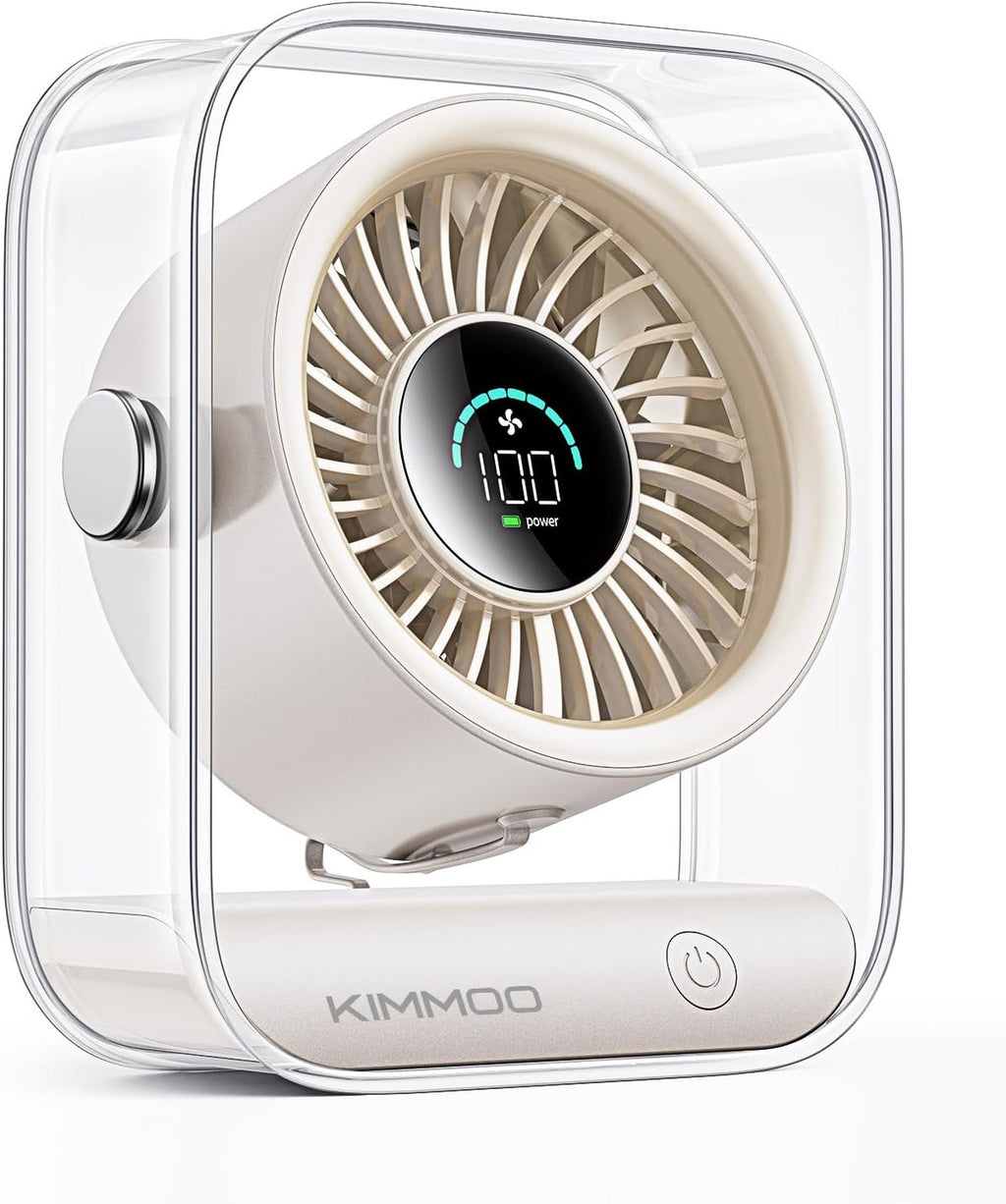 KIMMOO Ventilador de escritorio USB recargable, ventilador de mesa...