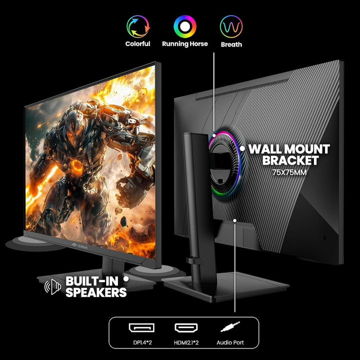 CRUA - Monitor para juegos QHD IPS de 27 pulgadas, 360 Hz, soporte...