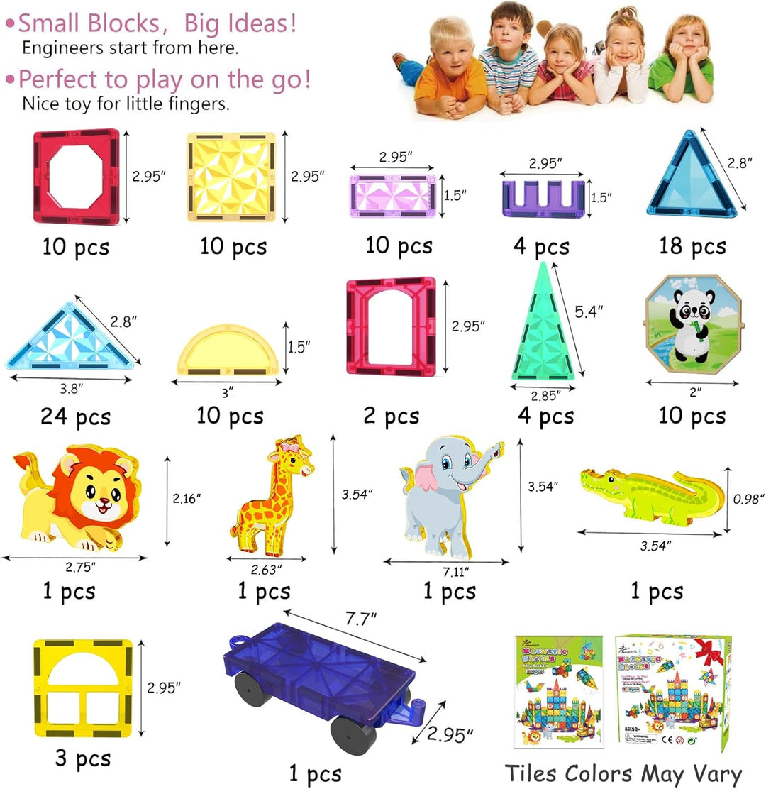 Jasonwell - Azulejos magnéticos para niños, bloques magnéticos de 1...
