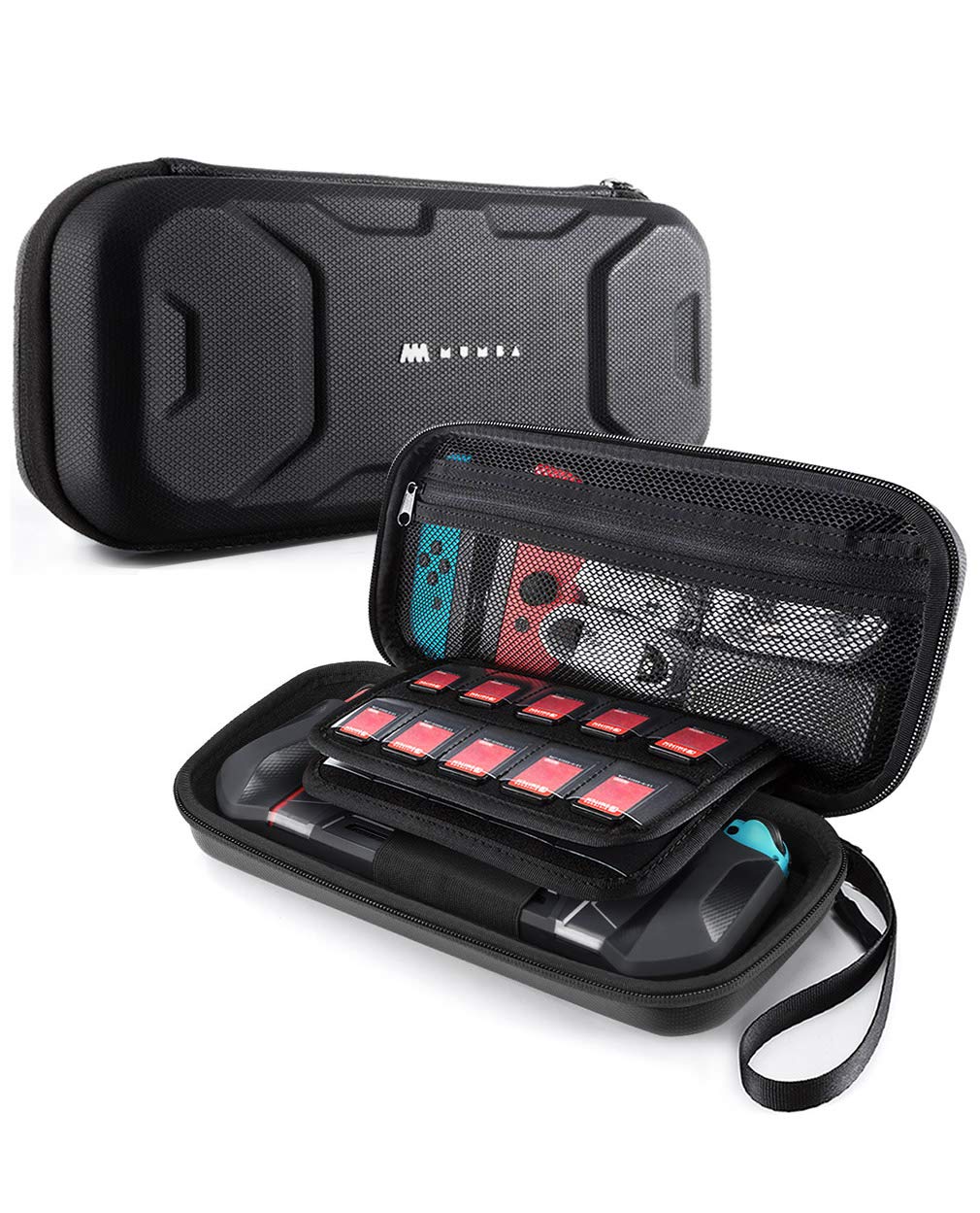 Mumba Funda de transporte para Nintendo Switch OLED y Nintendo Switch 1, [compatible con fundas protectoras] [versión extra] Funda protectora rígida de viaje para bolsa de mano para Blade/Battle/Funda protectora resistente (negro)