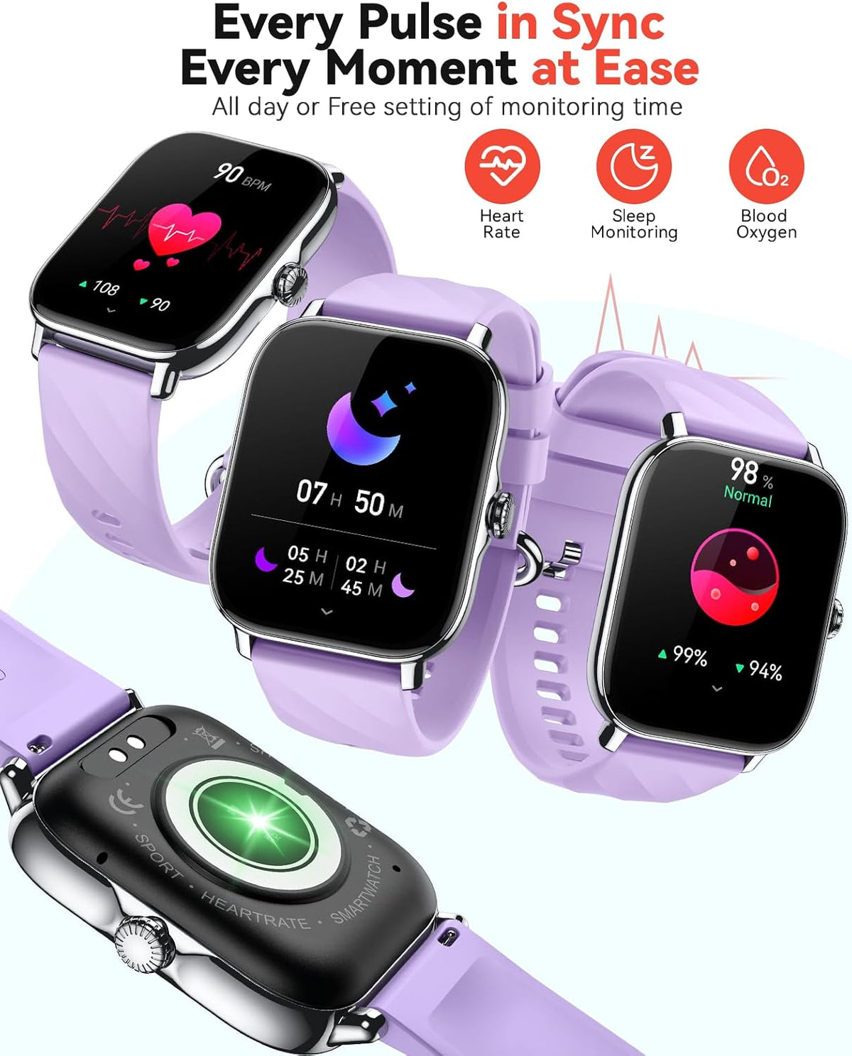 Relojes inteligentes para mujeres y hombres con contador de pasos, monitor de calorías de sueño, podómetro, impermeable IP68, reloj inteligente con más de 120 deportes para iPhone y Android