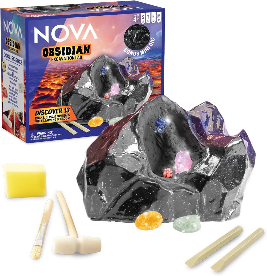 MindWare Kit de excavación de gemas para niños Nova Obsidian Excavation