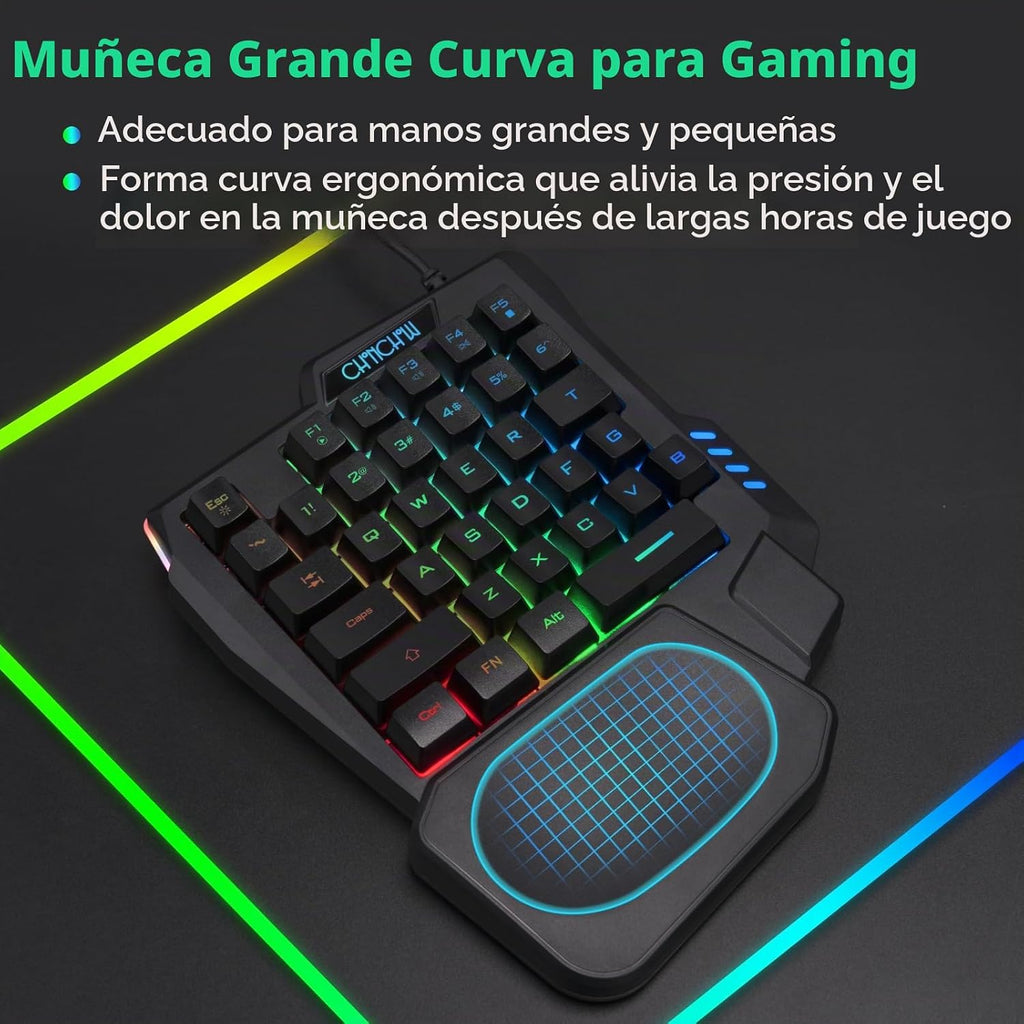 One Handed Gaming teclado y Mouse Combo para LOL/Wow/fortnite/Dota/PUBG