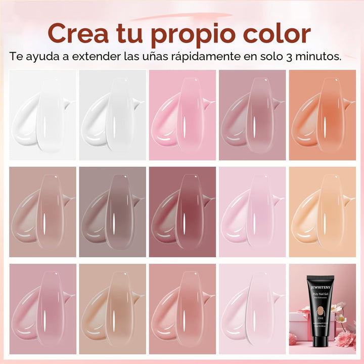 JEWHITENY Kit de Gel de Extensión Poly con Lámpara LED para Uñas de...