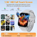 Reloj inteligente para mujeres y hombres, relojes inteligentes con GPS con frecuencia cardíaca, SpO2, monitor de sueño/estrés, más de 100 relojes deportivos de fitness, rastreador de actividad impermeable IP68 para teléfono Android/iOS (plata, 1.96