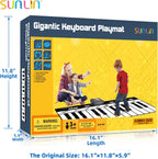 SUNLIN Alfombrilla de piano de 6 pies, tapete de teclado de piso: 24 teclas, 10 demostraciones, 8 sonidos de instrumentos, grabación y reproducción, juguetes musicales interactivos gigantes, regalos
