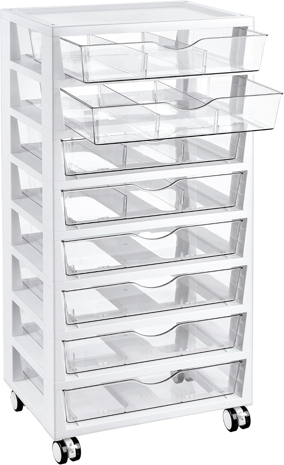 Lámpara Vtopmart - Carrito rodante de 8 niveles con cajones, transparente, plástico