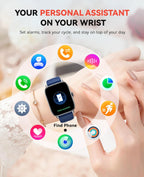 Relojes inteligentes rastreador de actividad física para mujeres y hombres con contador de pasos, monitor de calorías de sueño, podómetro, impermeable IP68, reloj inteligente con más de 120 deportes para iPhone y Android (azul)