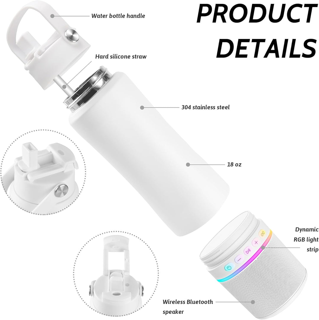 KAKULO Botella de agua con altavoz Bluetooth portátil, botellas de...
