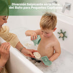 Haakaa Juego de juguetes náuticos de baño de silicona para bebés, juguetes de bañera de silicona de grado alimenticio para niños pequeños, botes apilables sin moho y juguete giratorio y taza para verter, juguetes flotantes sin BPA para bebés de 6 meses