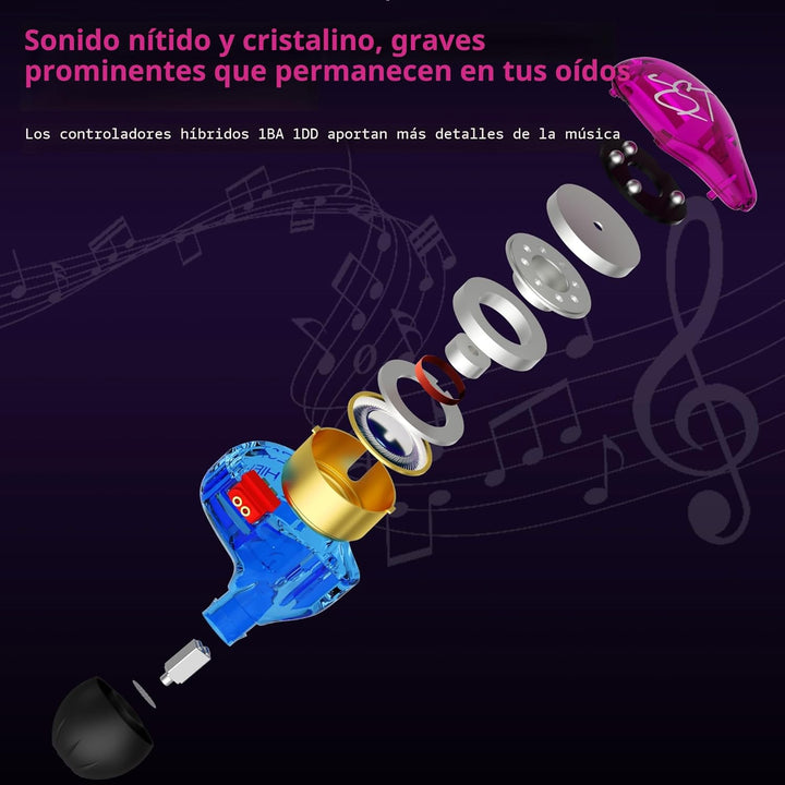 YINYOO Easy KZ ZST Armadura Híbrida Colorida con Auriculares Intrau...