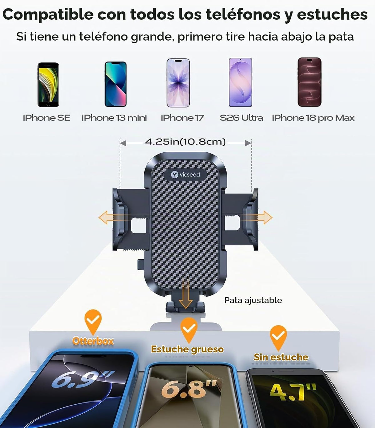 VICSEED Soporte de teléfono para automóvil ultra estable 2026 [nunca se cae y no se rompe], soporte universal de teléfono para ventilación de aire para automóvil