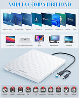 ORIGBELIE Unidad Externa de CD\/DVD para Laptop, Ultra Delgada de 1...