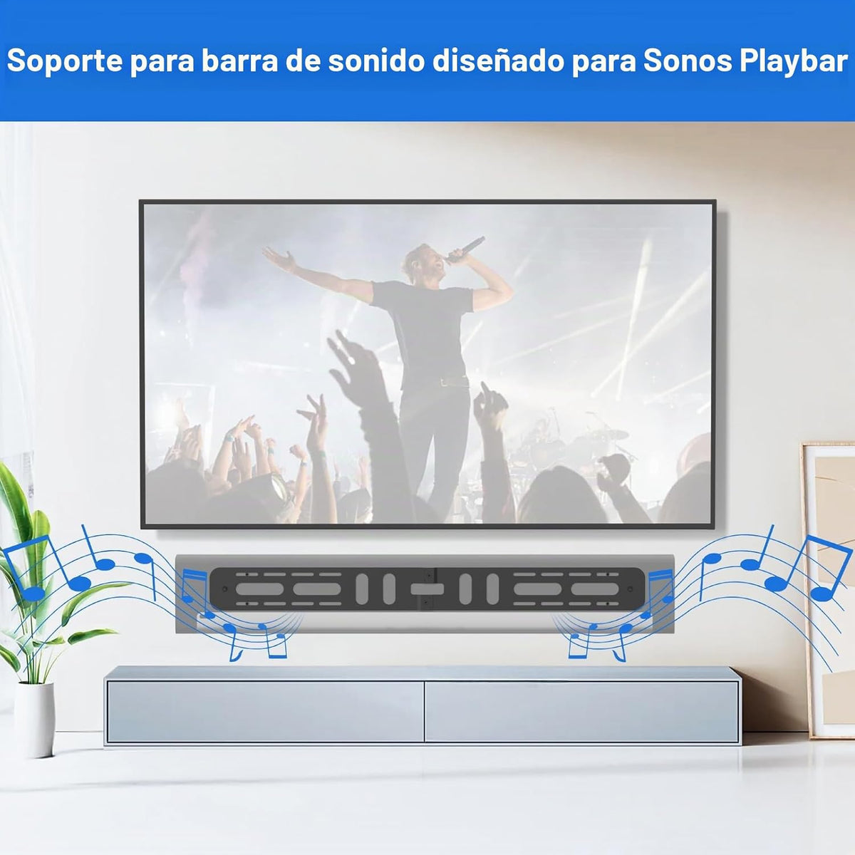 notiela Soporte de pared de barra de sonido resistente para barra de reproducción Sonos para ahorrar espacio, soporte de montaje de metal duradero para soporte de barra de reproducción Sonos debajo o encima de TV, fácil de instalar