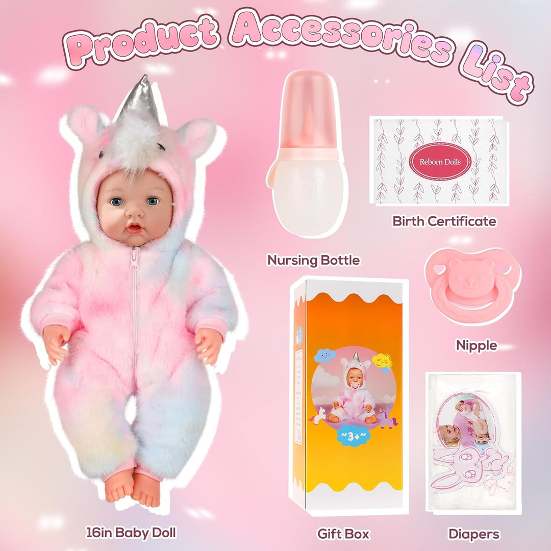Eterfun Muñeca bebé de 43 cm - Muñeca bebé realista, linda, cuerpo...