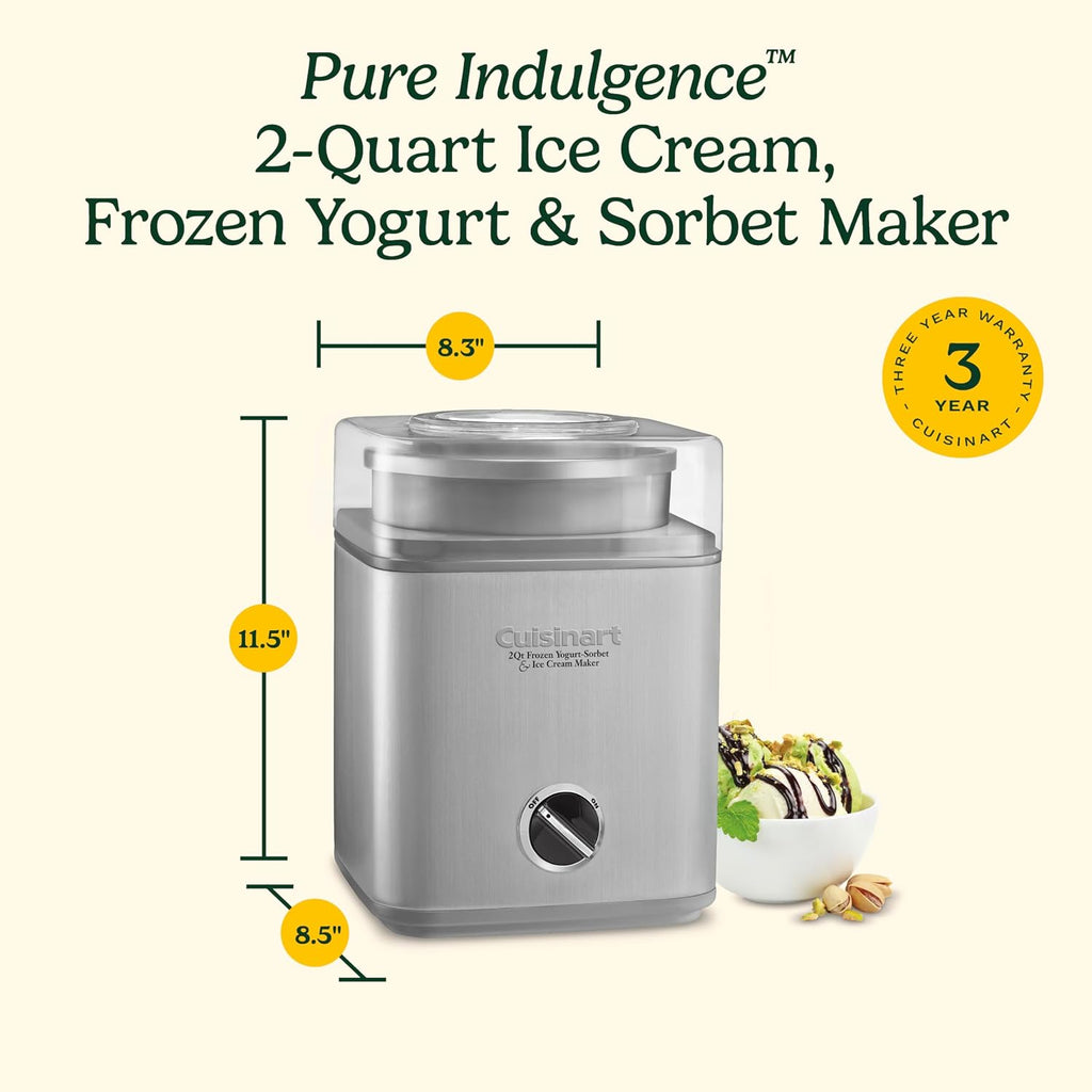 Máquina para hacer helados Cuisinart, totalmente automática, 2 qt, ICE-30BCP1ES