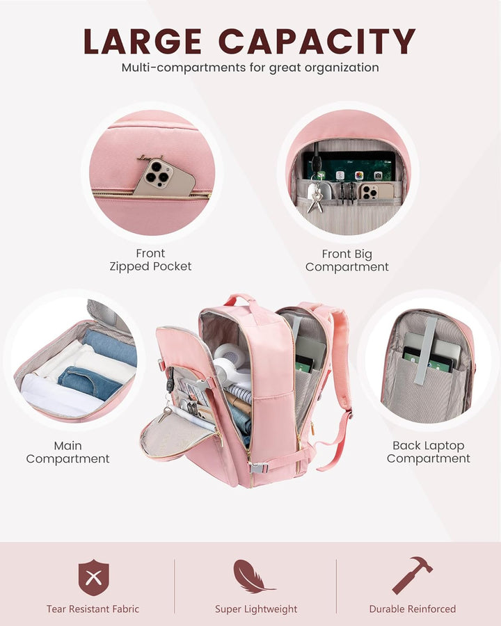LOVEVOOK Mochila de viaje para mujeres y hombres 50L, mochila de ca...