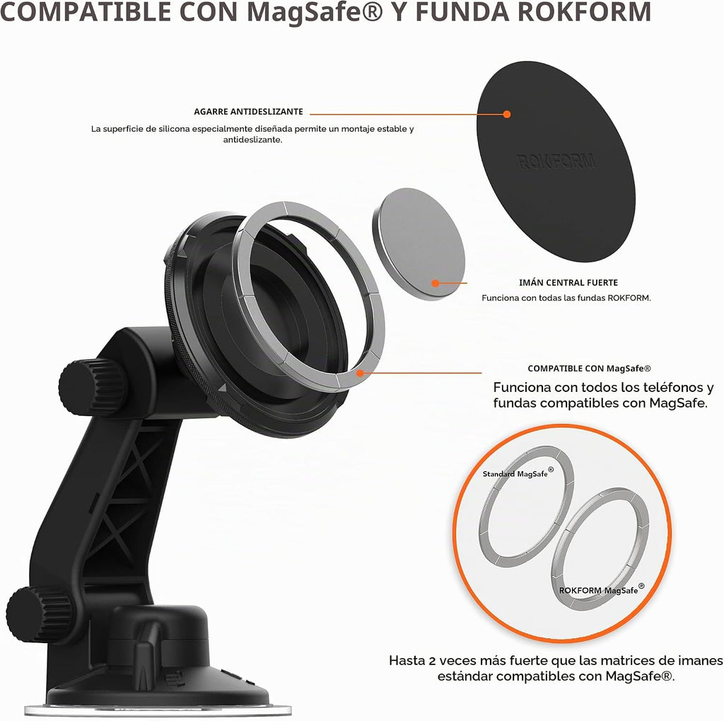 ROKFORM - Soporte magnético ajustable para el parabrisas, compatible con