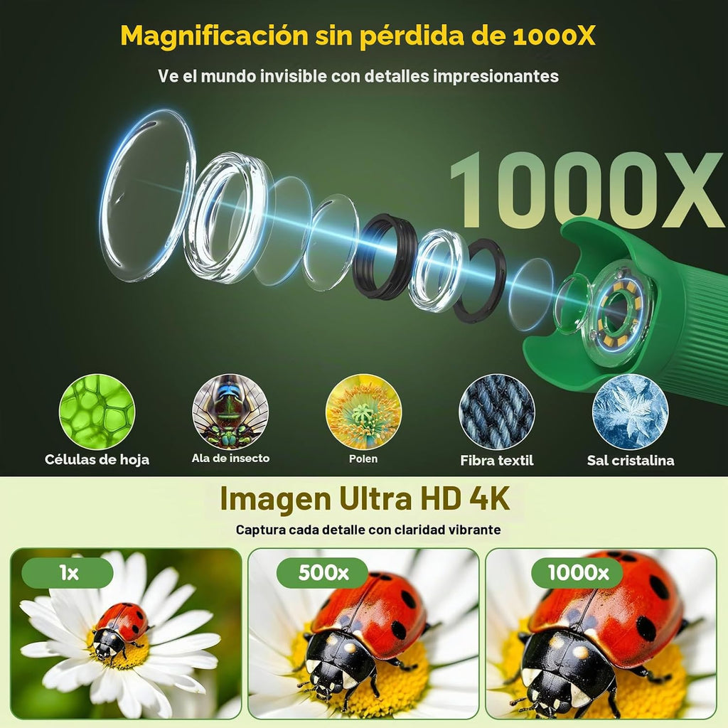 Microscopio digital 1000X para niños: pantalla HD de 2,4 "Imagen