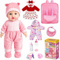 AuntyFey Juego de muñecas de bebé de 12 pulgadas, moisés para muñeca con
