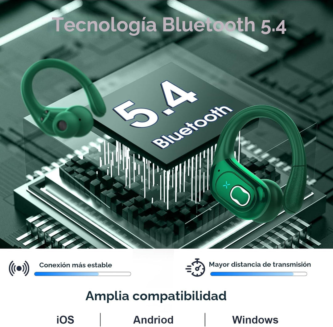 Aptkdoe Auriculares Inalámbricos 75hrs Bluetooth 5.4 Headphone Spor...