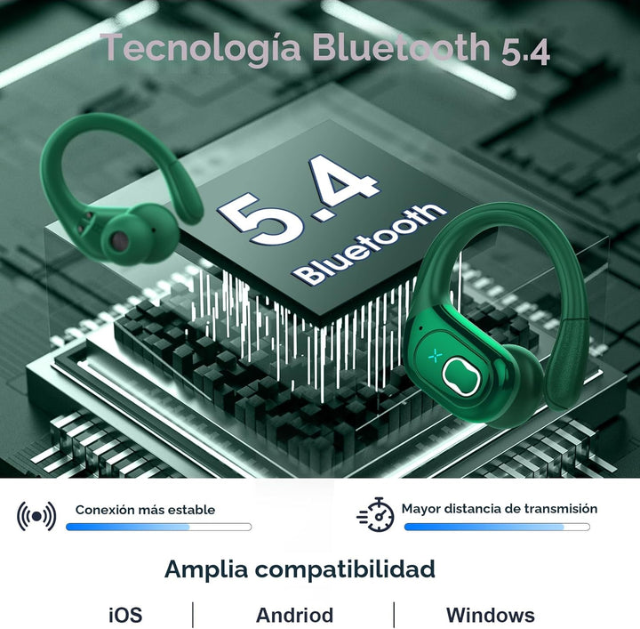 Aptkdoe Auriculares Inalámbricos 75hrs Bluetooth 5.4 Headphone Spor...