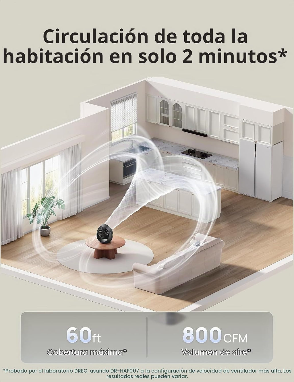 Dreo - Ventilador para dormitorio, circulador de aire de mesa para...