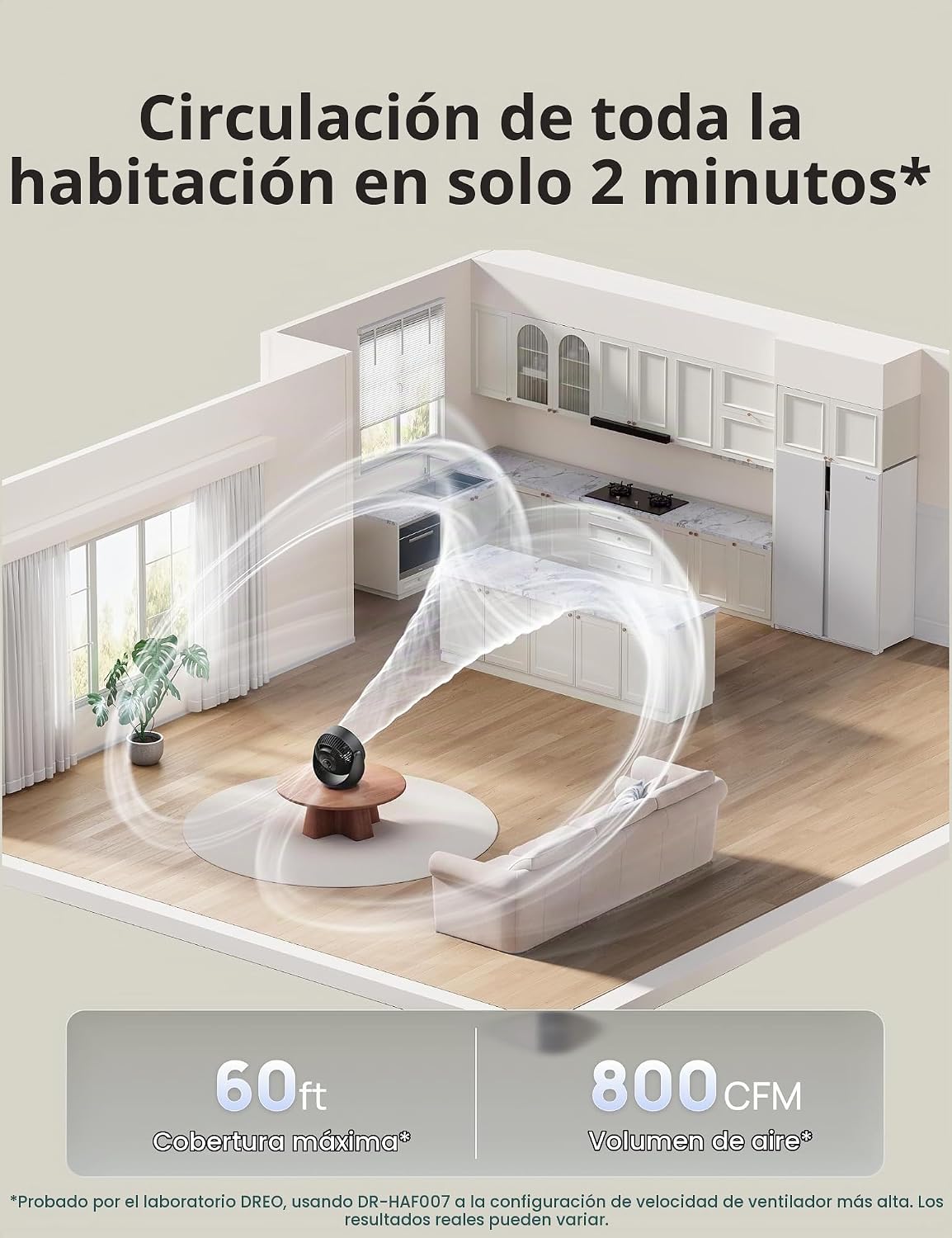 Dreo - Ventilador para dormitorio, circulador de aire de mesa para...