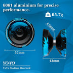 W09 Yoyo de Metal, Yo-Yo Profesional de Modo Dual Sensible/No Sensible Freestyle, Yoyo para Principiantes - Yoyo Profesional para Adultos, Paquete de Accesorios de Yoyo Perfecto, Negro/Azul
