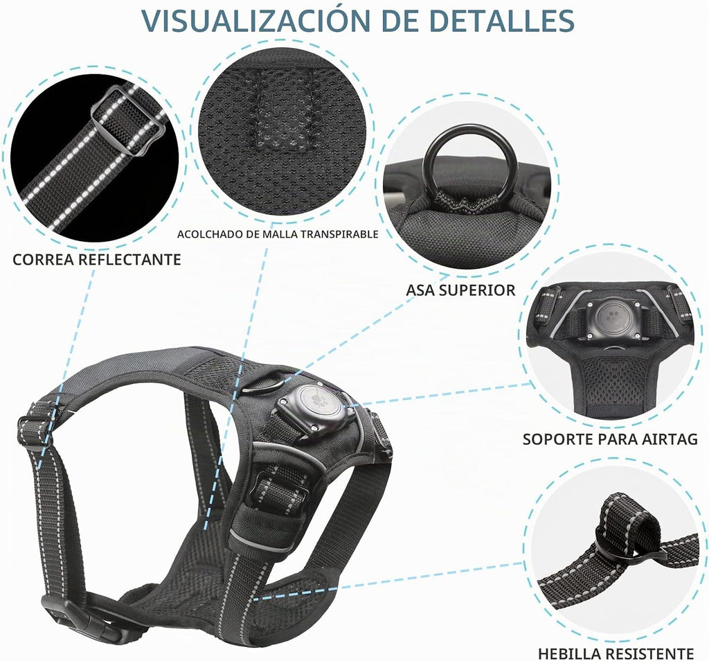 Arnés para perro con soporte AirTag 100% impermeable, chaleco para perro