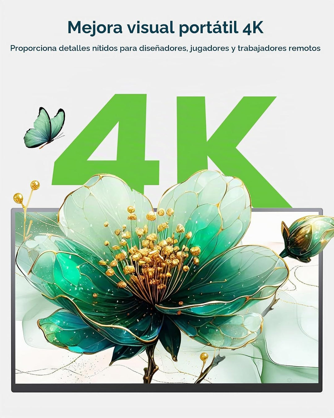 Monitor portátil con pantalla táctil 4K, 15.6" 125% sRGB 10-Poi...