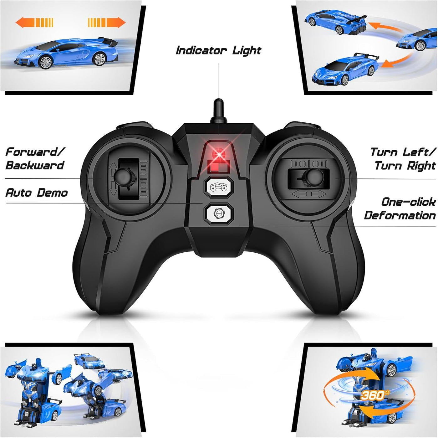 Qumcou Auto de control remoto de transformación, autos RC para niño...
